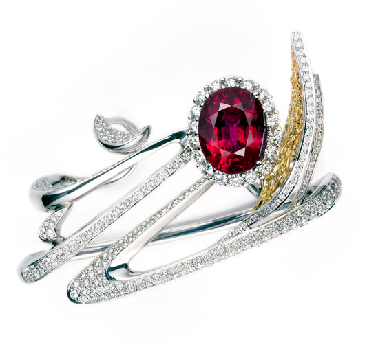 Red Tourmaline Hand Ring