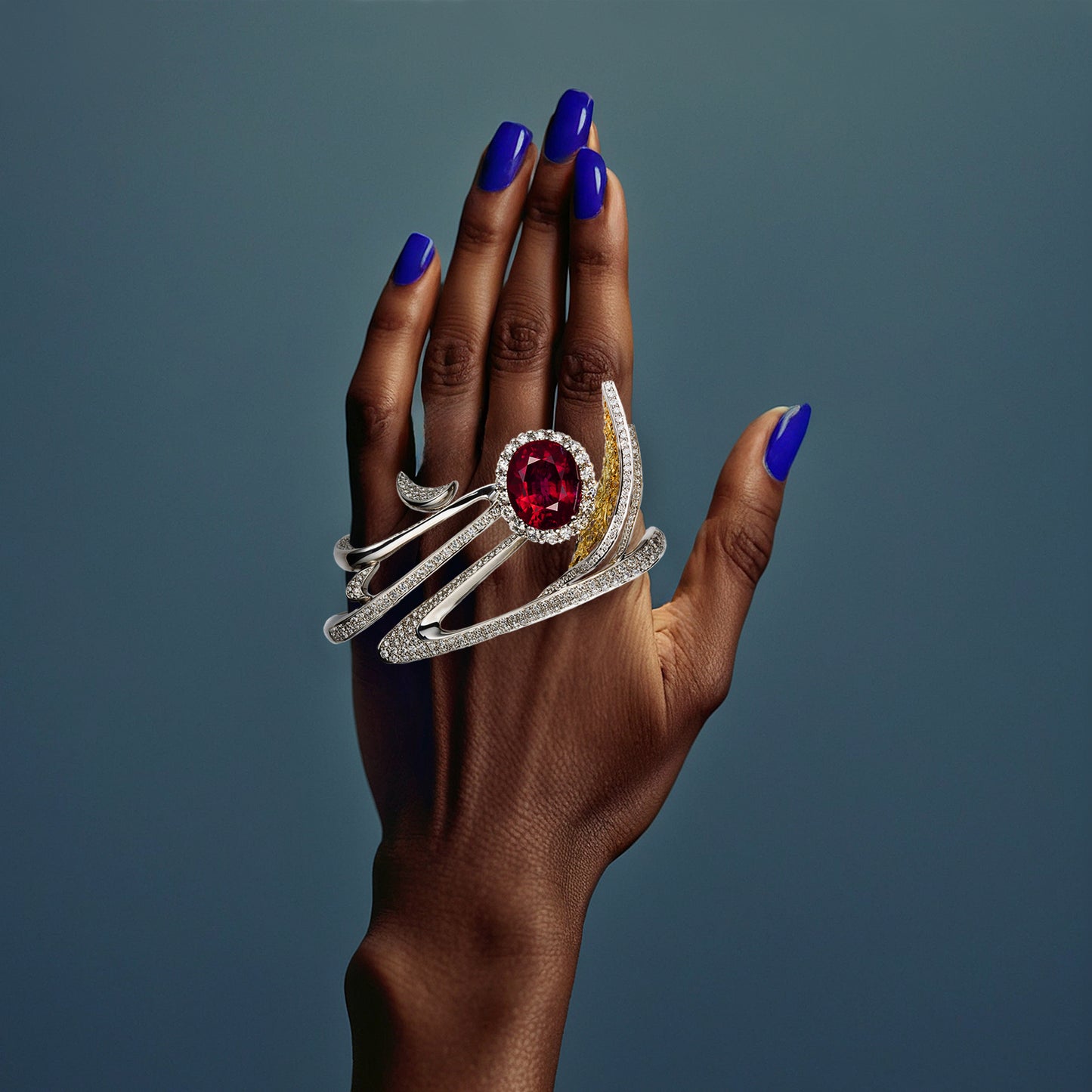 Red Tourmaline Hand Ring